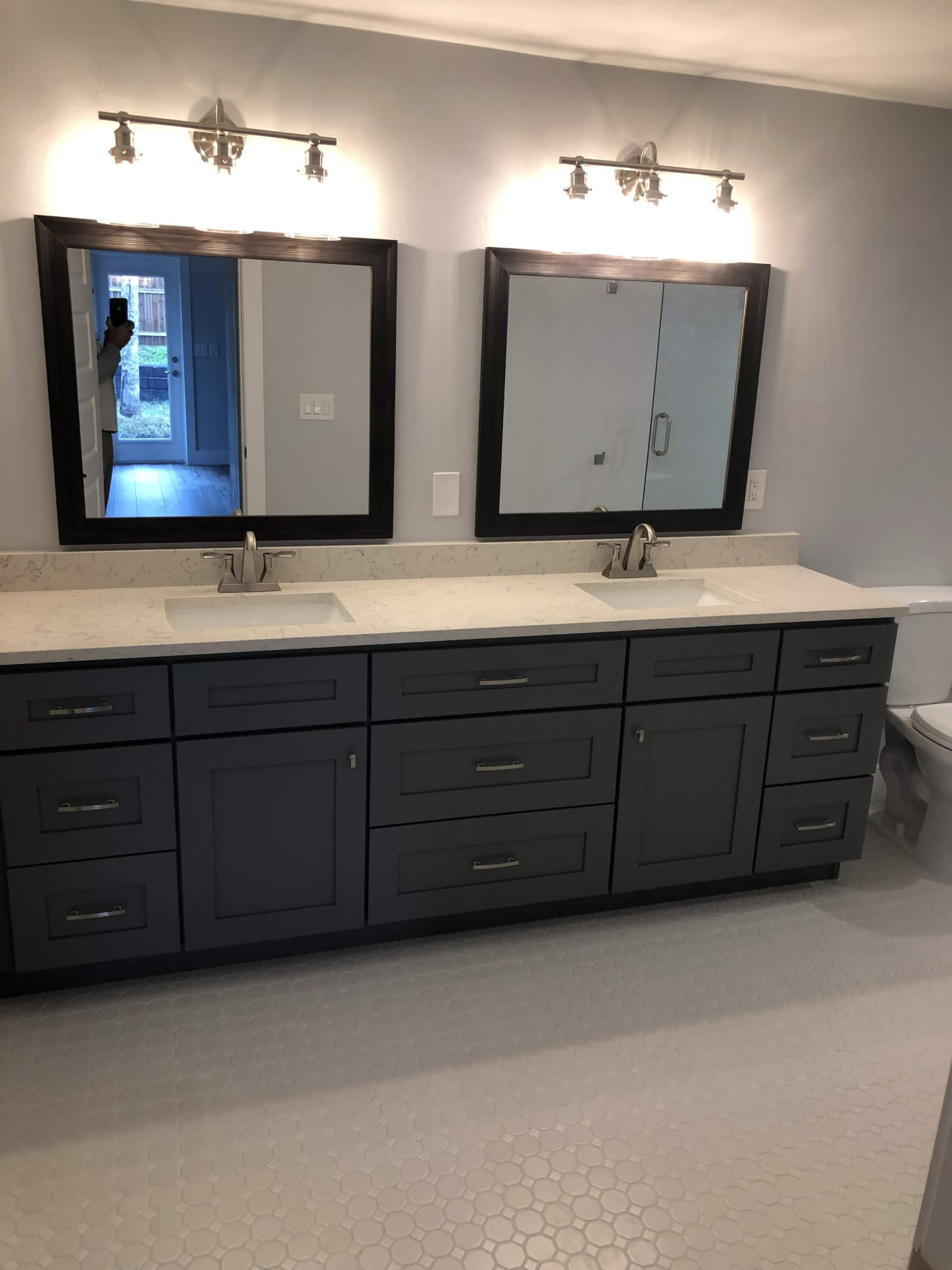 Slate Blue Double Vanity — Master Bath